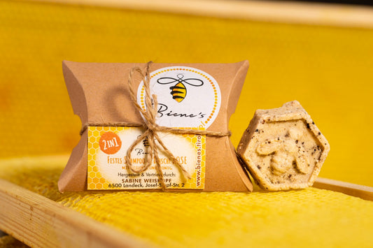 Bienes.tirol 2 in 1: Festes Shampoo und Dusche "Rose" mit Heilerde und Honig